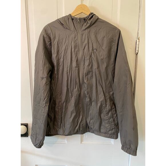 Volcom gray windbreaker jersey lined mens medium 600mm water resistant jacket - Picture 1 of 6